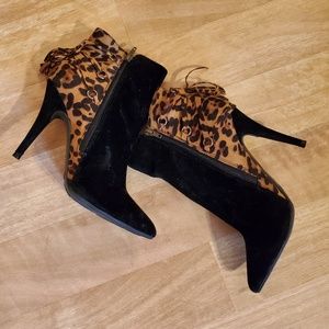 Anne Michelle Faux Leopard Ancle  Boots